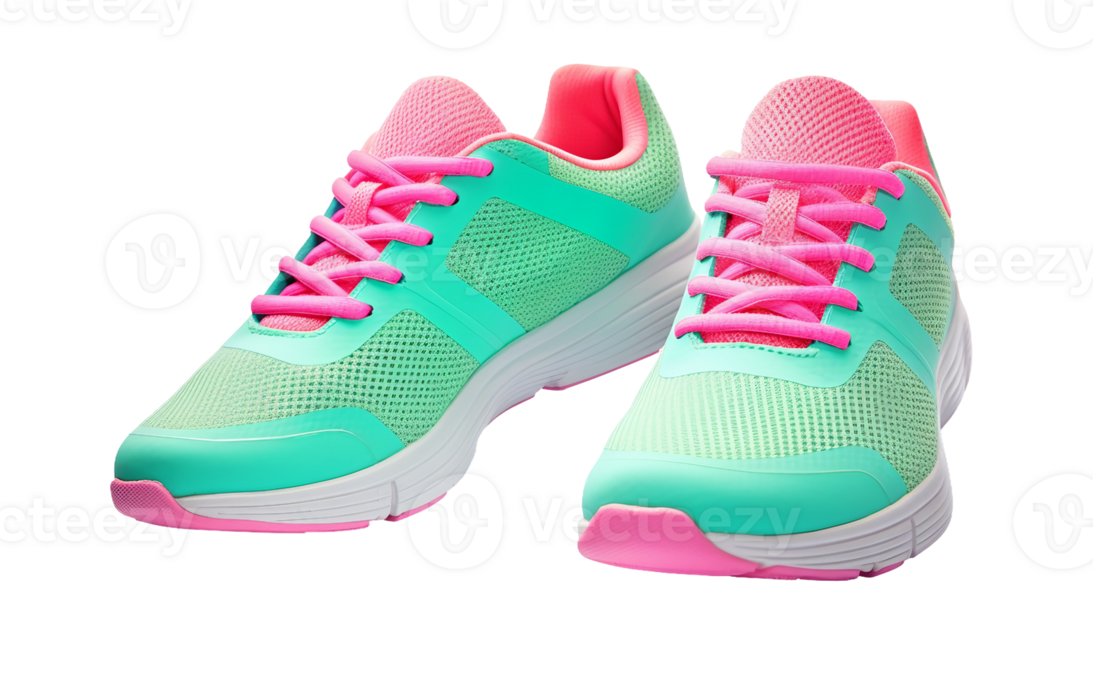 Neon-Colored Running Shoes for Active Women On Transparent Background png