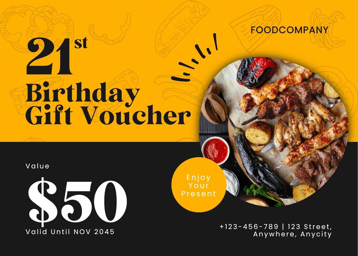 21st Birthday Gift Voucher Card template