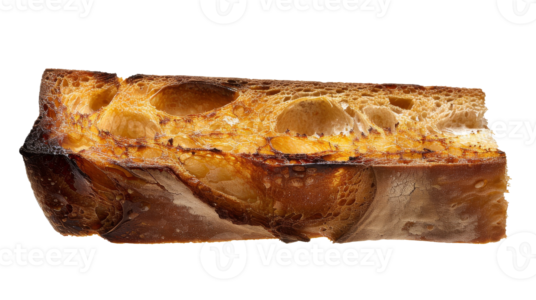 Crispy Toasted Bread Slice isolated on the transparent background, Format png