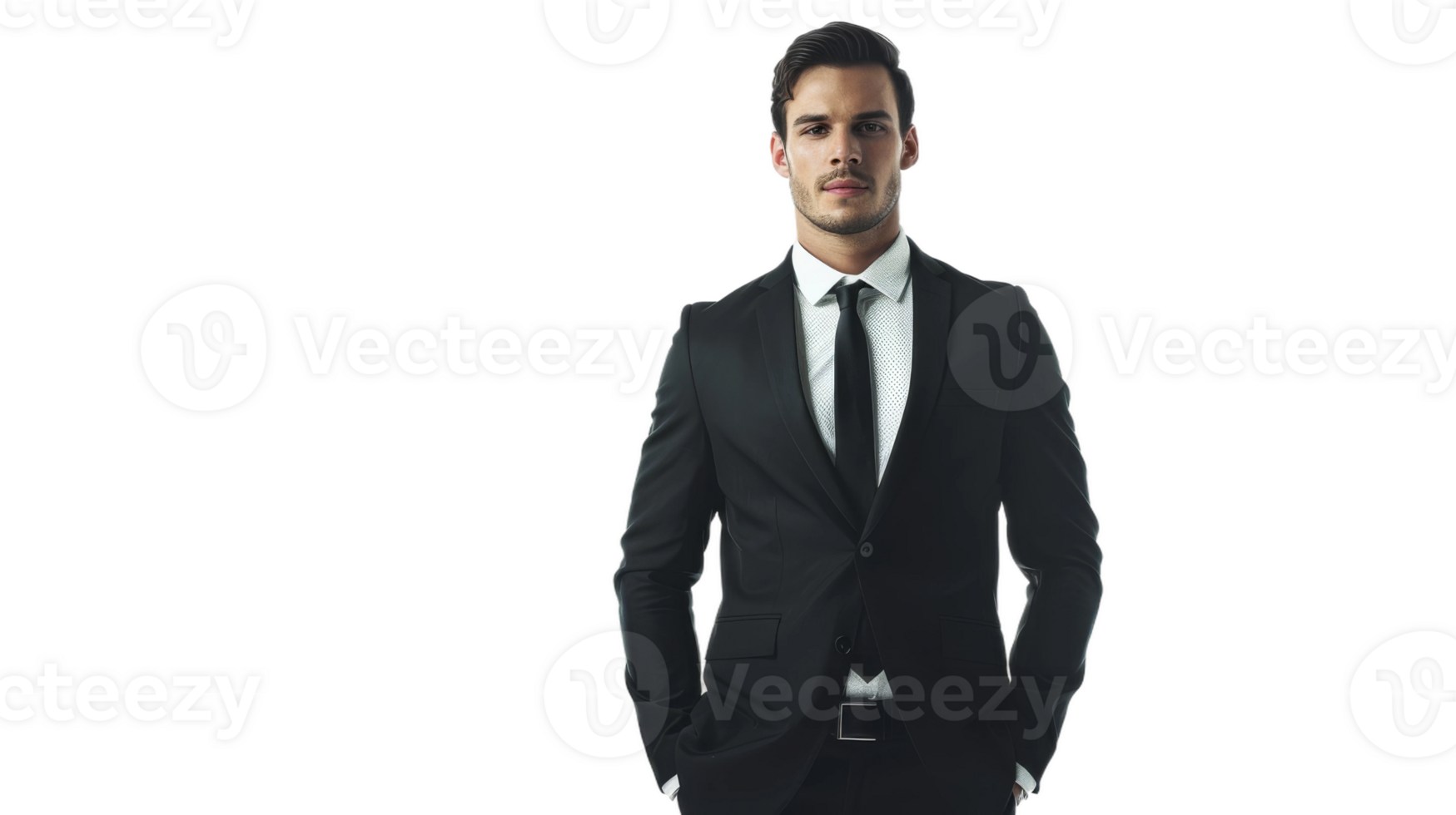 Businessman in a classic black suit portrait on Transparent Background, Format png