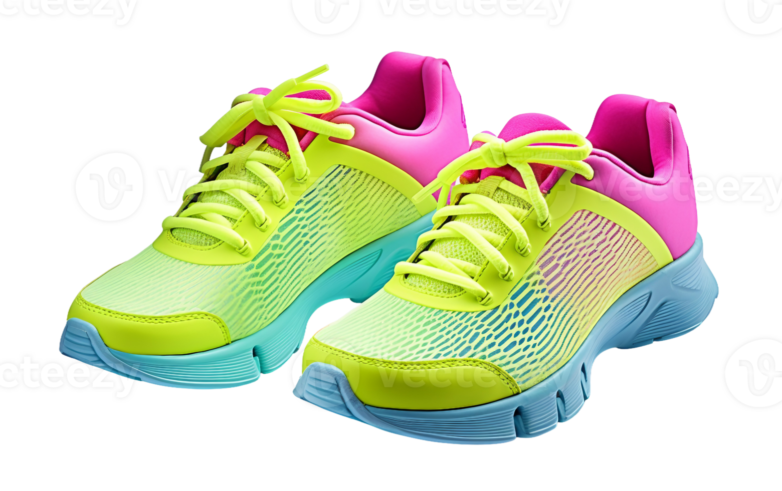 Sporty Neon Women's Shoes On Transparent Background png