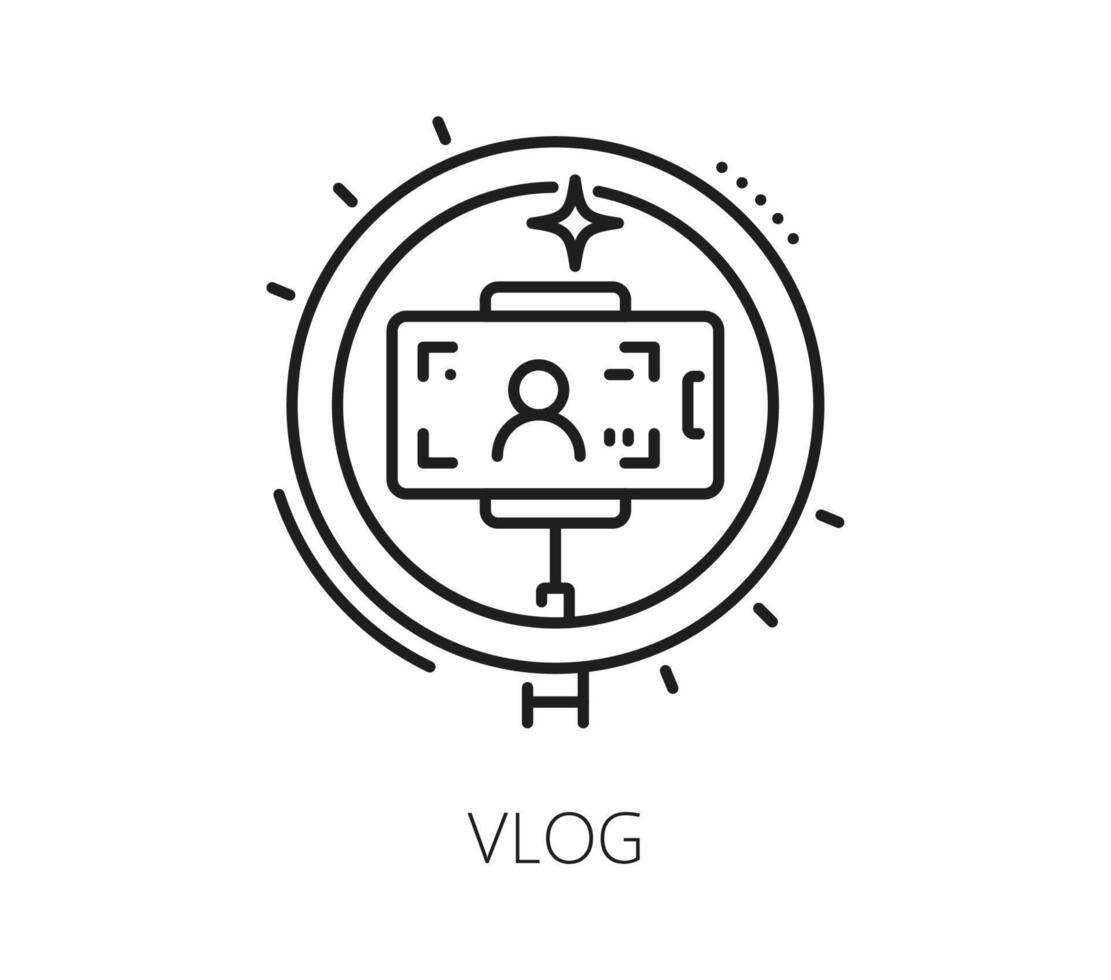 Vlog content or blogging icon, mobile phone vector