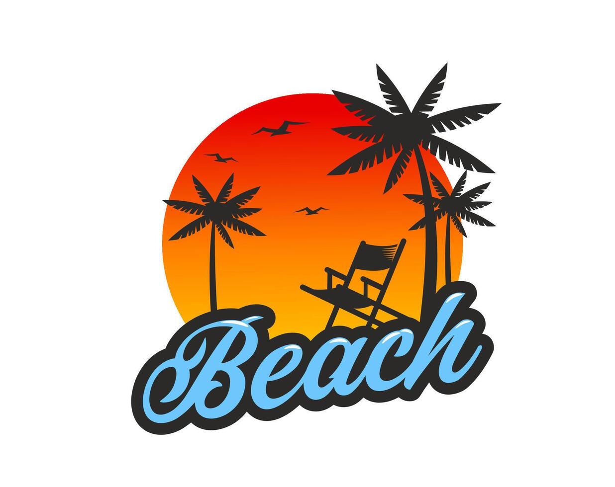 tropical verano playa icono con palmas y canapé vector