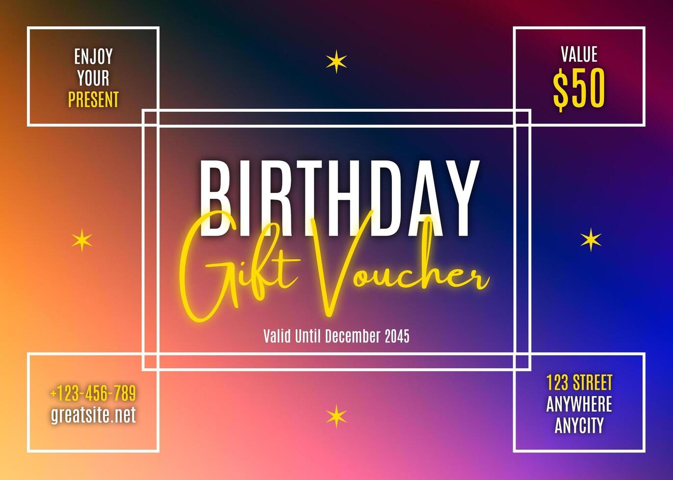 Birthday Gift Voucher Card template