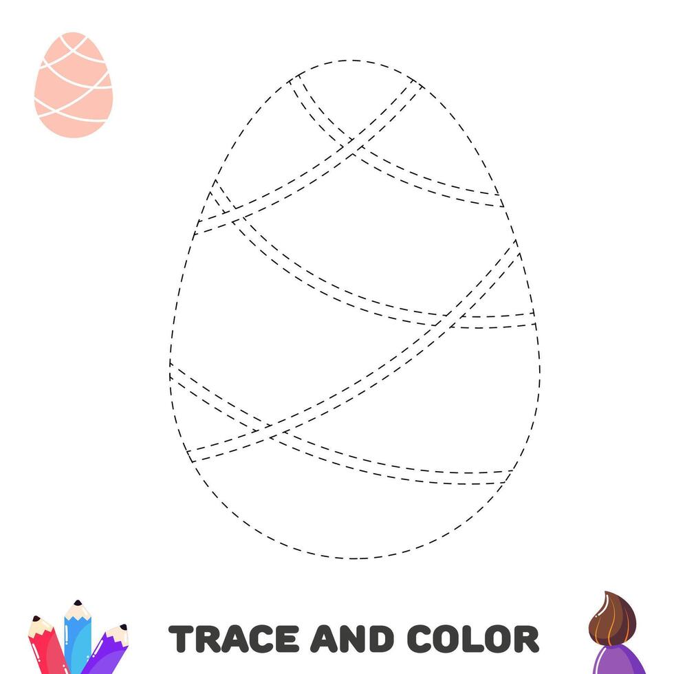 Trace and color Easter egg for kids. Handwriting practice . Coloring page for preschoolers vector