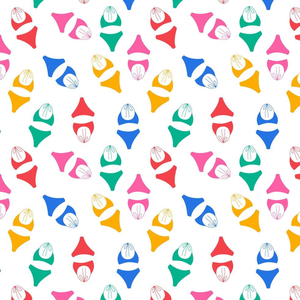 Seamless pattern with colorful swimsuits.Flat summer illustration for textile print, wrapping paper. vector