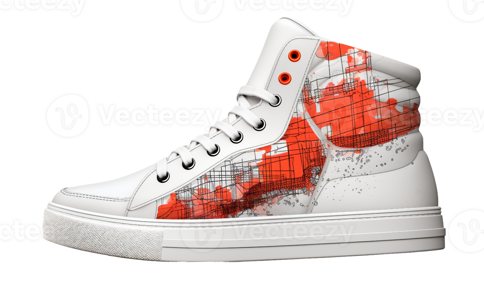 Urban-Inspired High-Top Sneakers On Transparent Background png