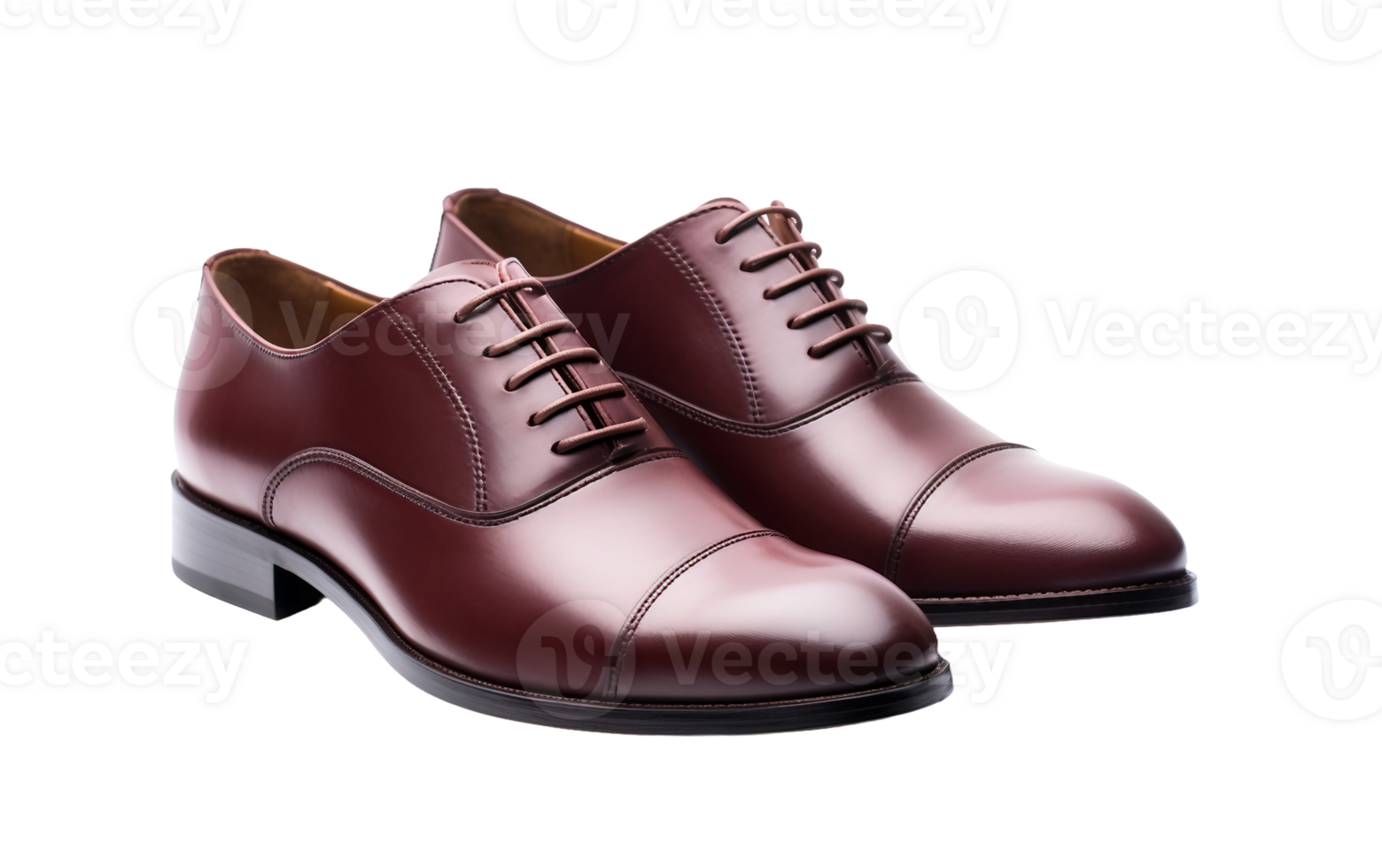 Deep Mahogany Cap-Toe Oxfords On Transparent Background png