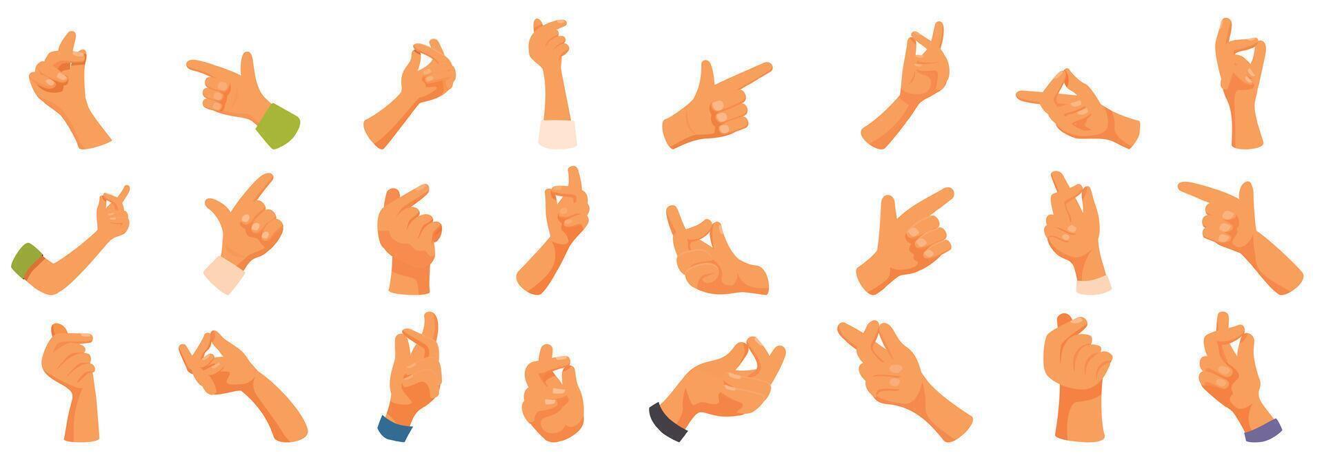 Easy finger icons set cartoon . Hand gesture vector