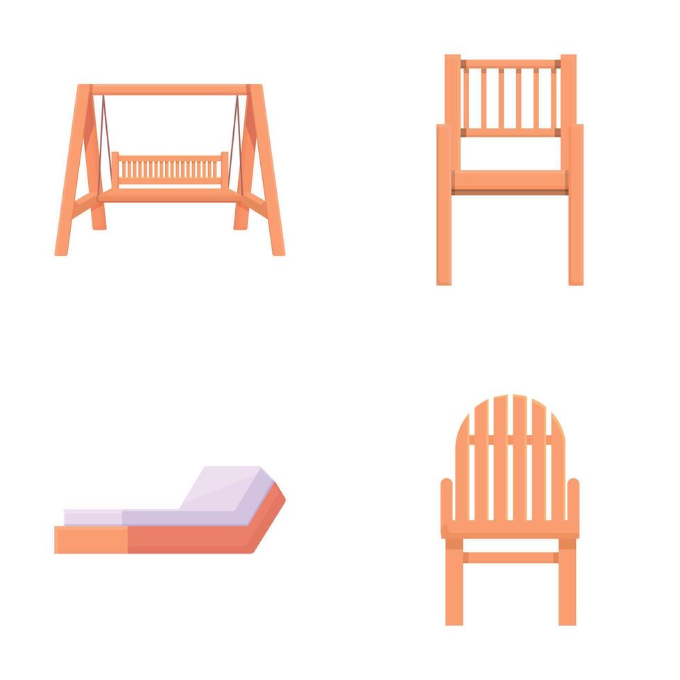 Garden furniture icons set cartoon . Various kind of outdoor furniture vector