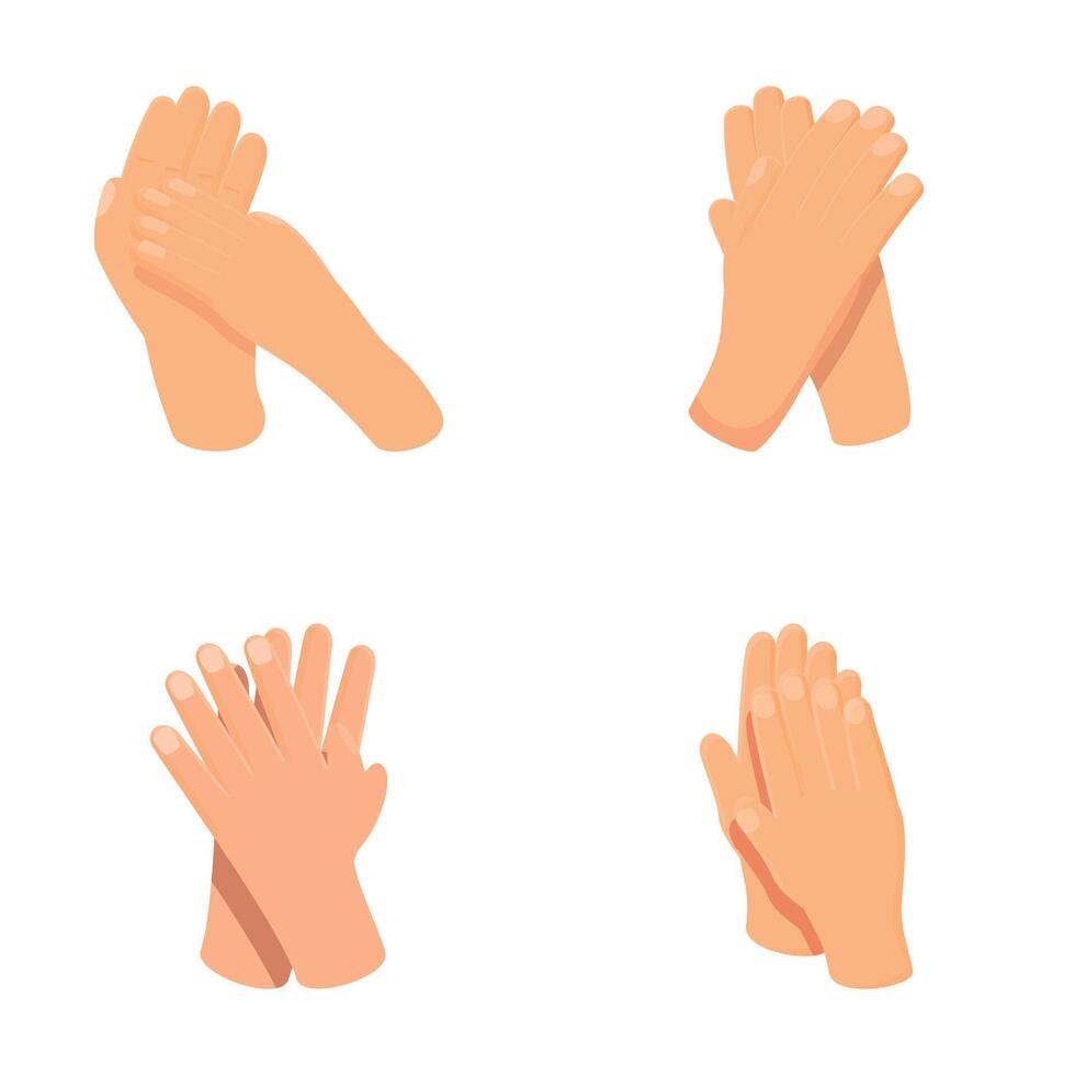 Hand clapping icons set cartoon . Set of different clapping hand vector