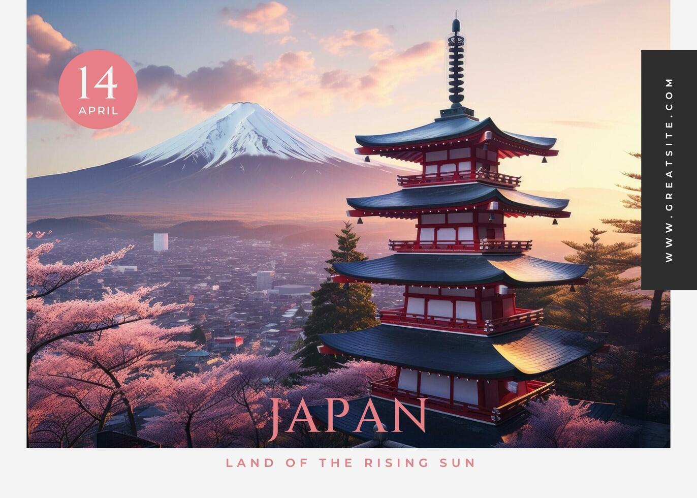 Minimalist Japan Travel Postcard template