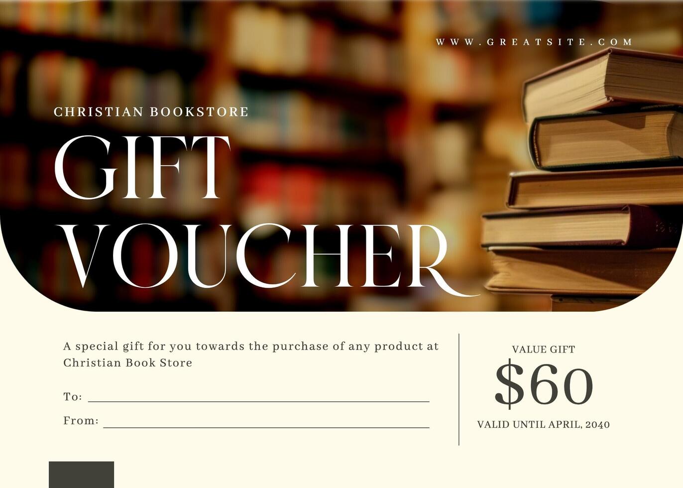 Minimalist Christian Bookstore Gift Certificate template