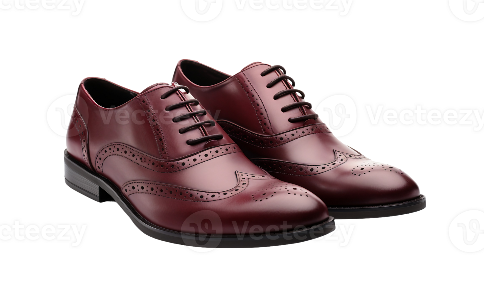 Burgundy Classic Wingtip Brogues On Transparent Background png