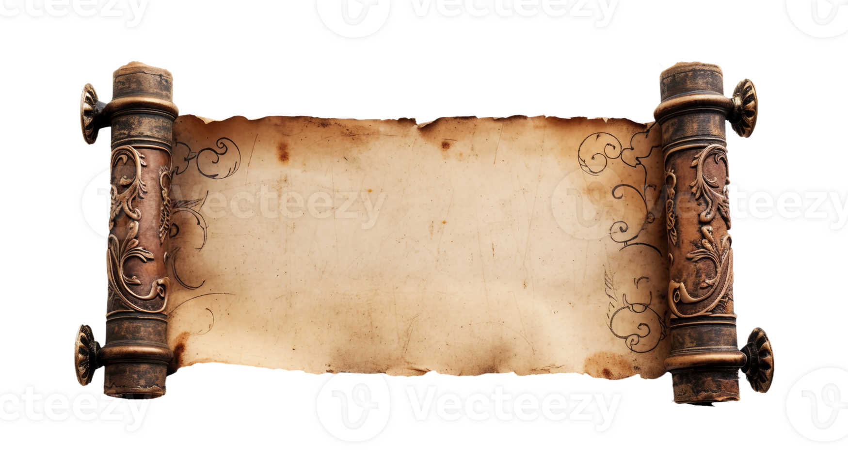 Blank Vintage Scroll on Transparent Background png