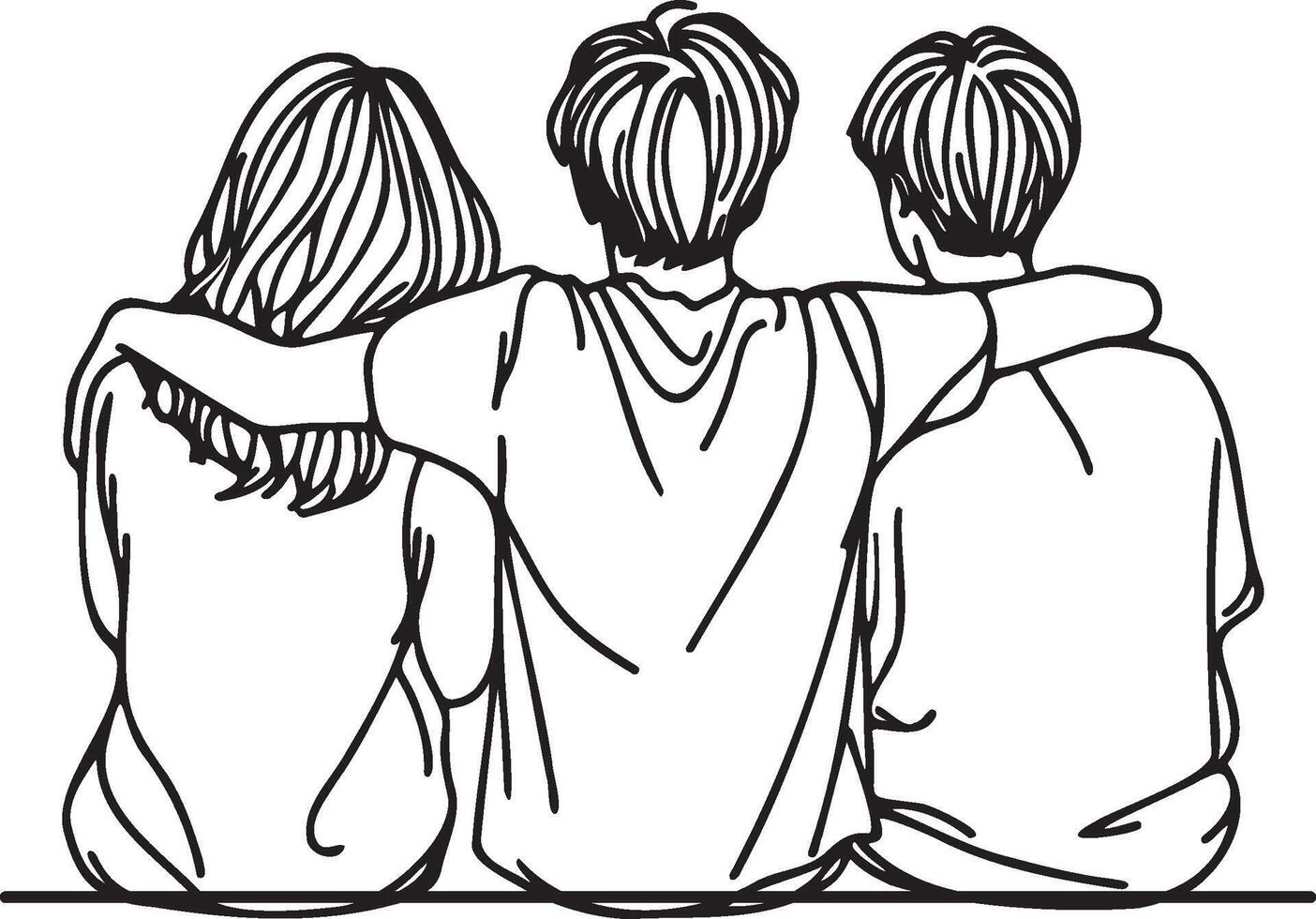 Friends Sketch Drawing. vector