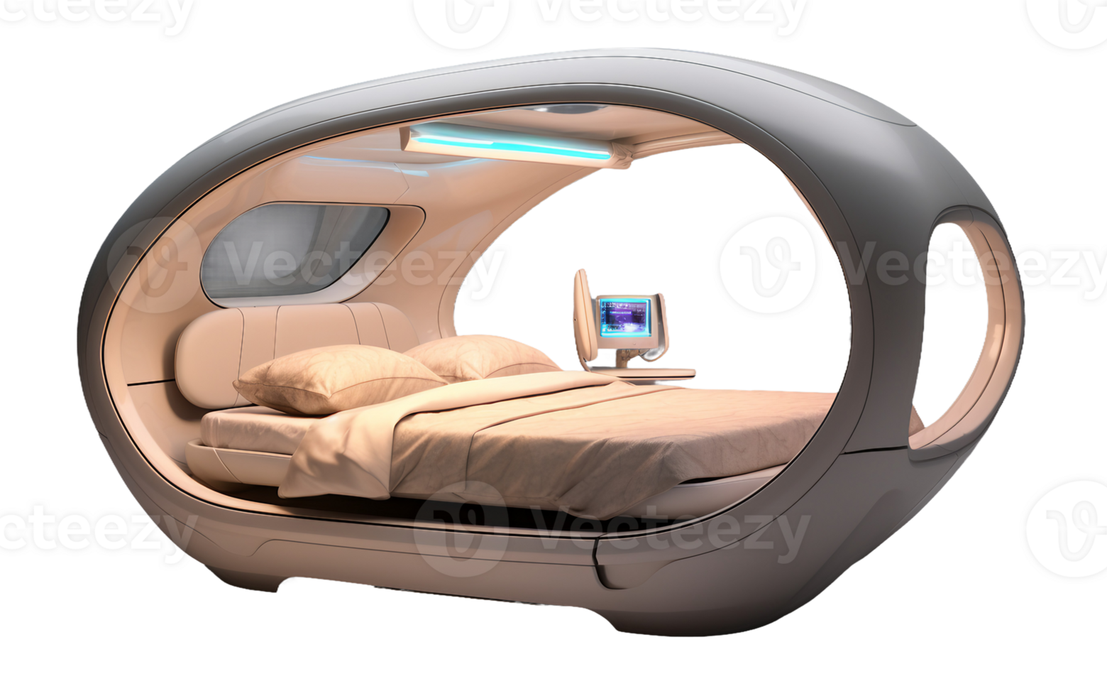 A Futuristic Bed Design On Transparent Background png