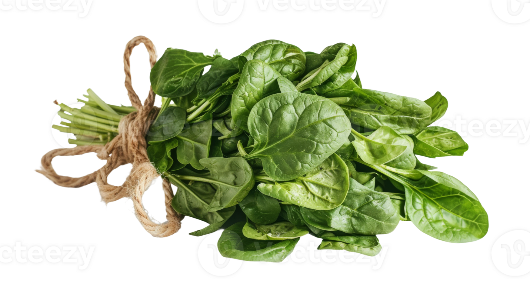 Bundle of fresh spinach, on transparent background, format png