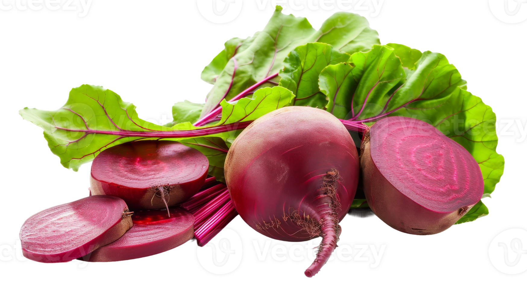 Beetroot and Leaves, on transparent background, format png