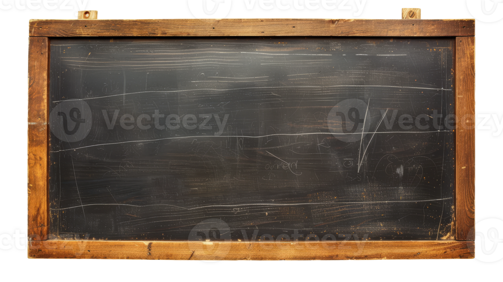 Blank blackboard in wood, on transparent background, format png