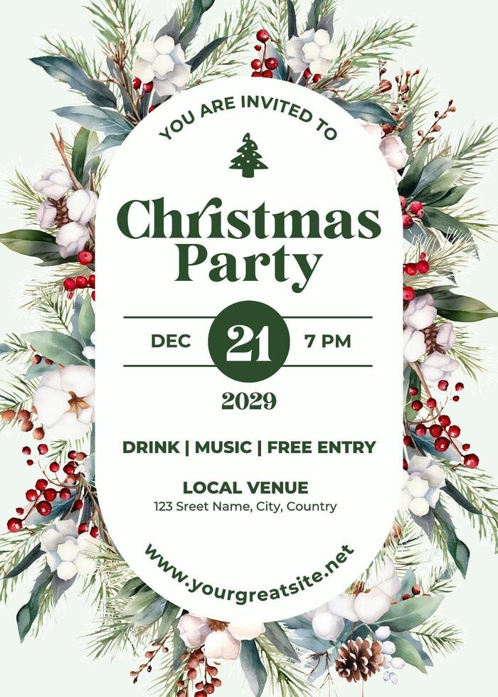 Green Christmas Party Invitation template