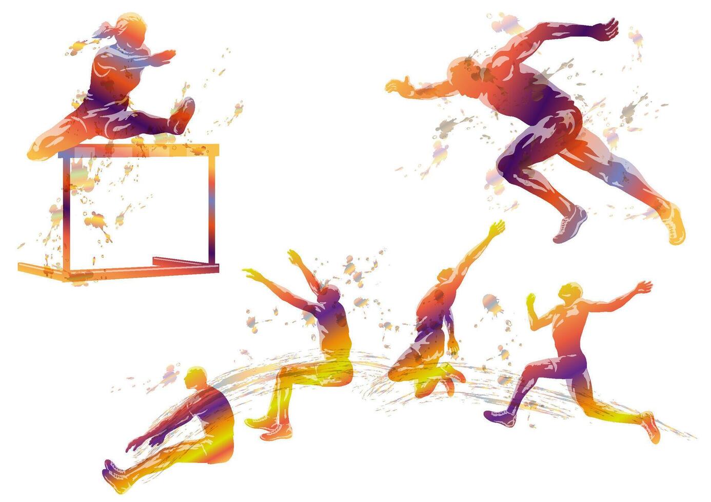 Track And Field Athletes Silhouette Set Isolated On A White Background. vector