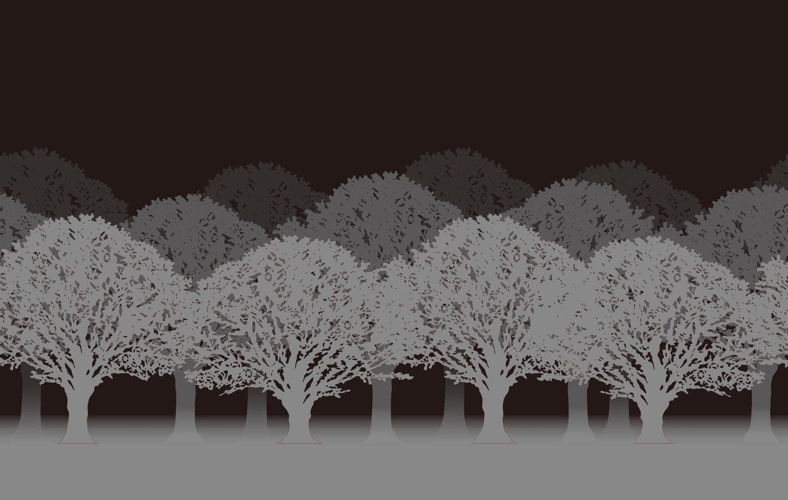 Monochrome Seamless Forest Silhouette Background Illustration With Text Space. Horizontally Repeatable. vector