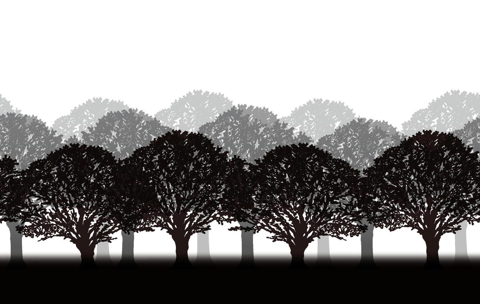 Monochrome Seamless Forest Silhouette Background Illustration With Text Space. Horizontally Repeatable. vector