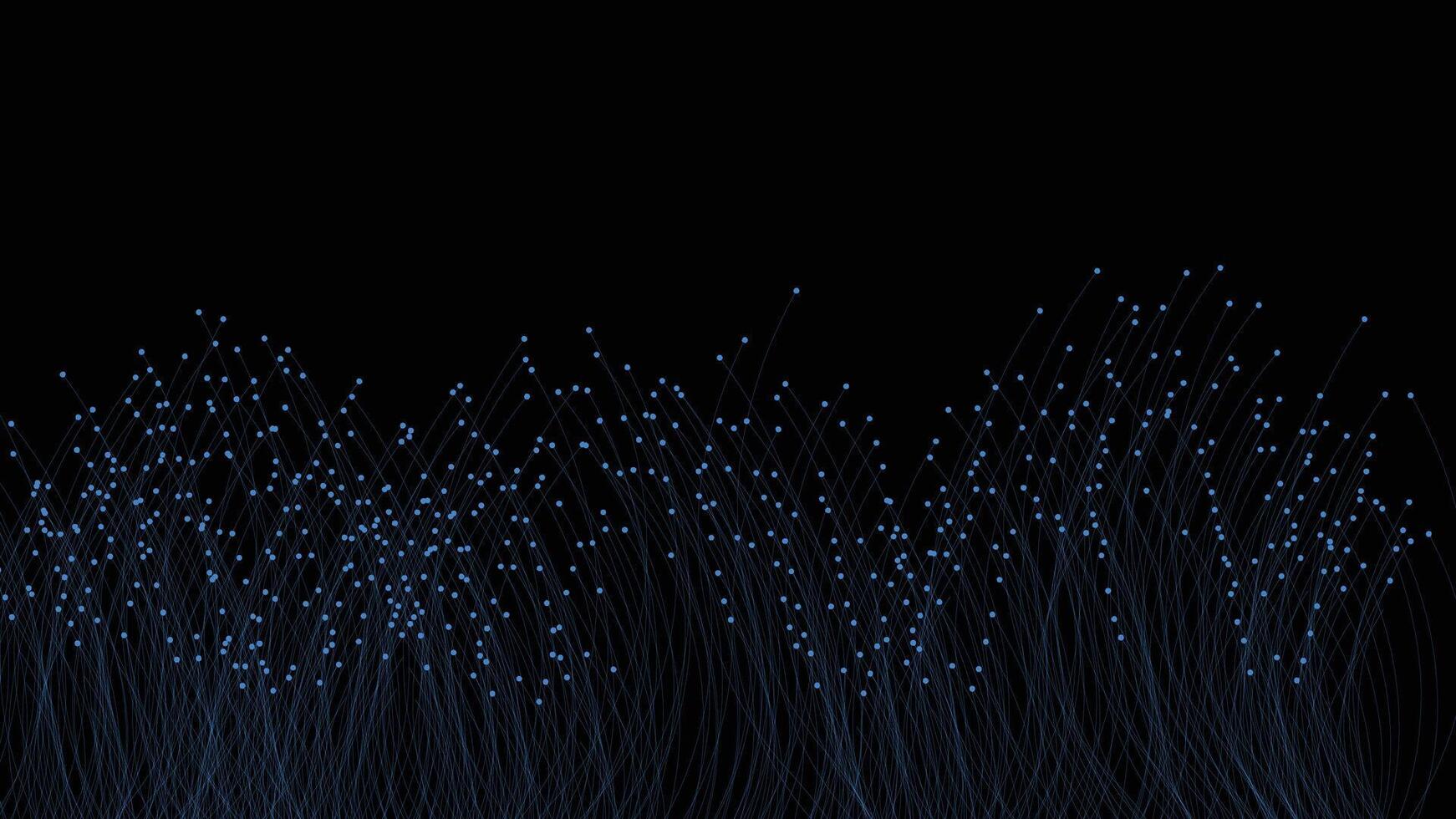 Abstract wavy twisted line in dark black background. vector