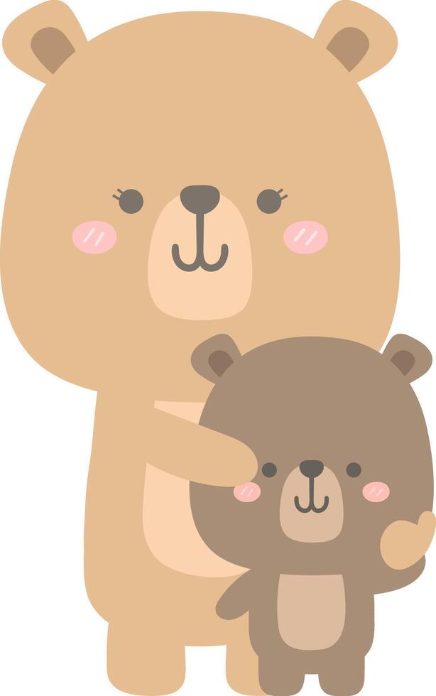 Cute cartoon hand drawn bear mom and baby vector
