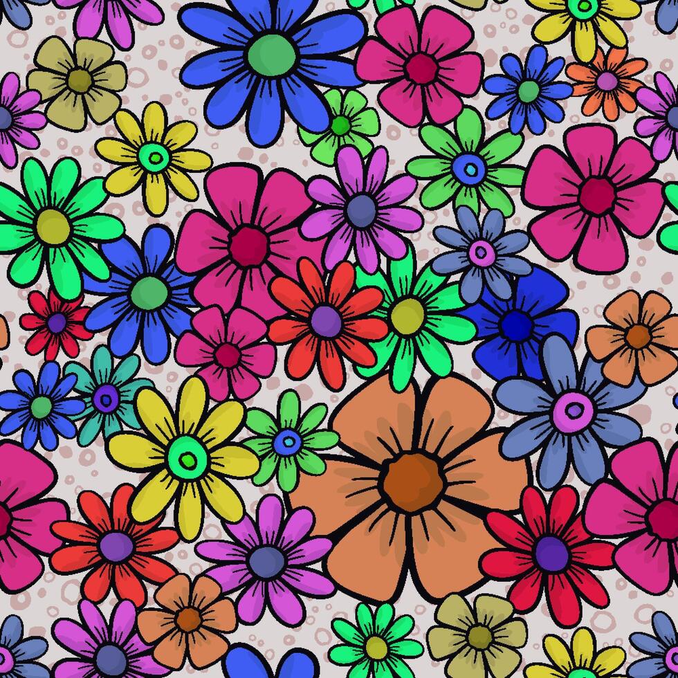 seamless pattern cartoon spring flower background vector