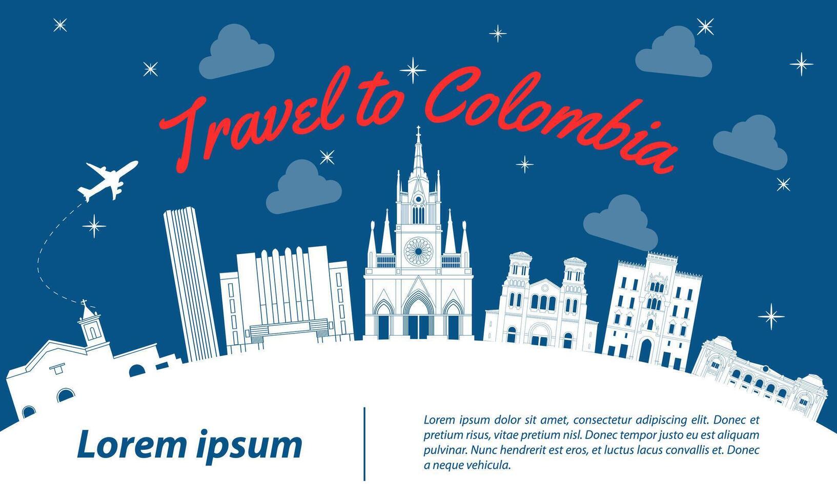 Colombia famous landmark silhouette style vector