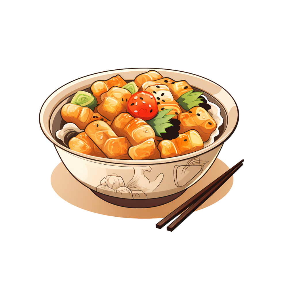 Sticker Design of Tofu and Vegetable Bowl with Transparent Background png