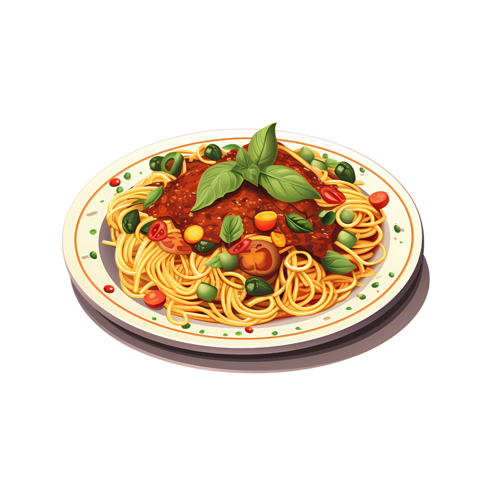 Sticker of Spaghetti Bolognese with Transparent Background - Italian Cuisine png