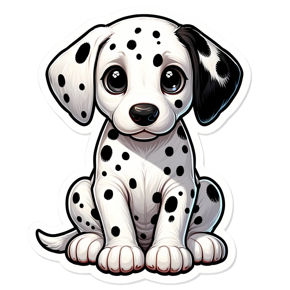 Dalmatian Puppy Sitting Patiently Illustration on Transparent Background png