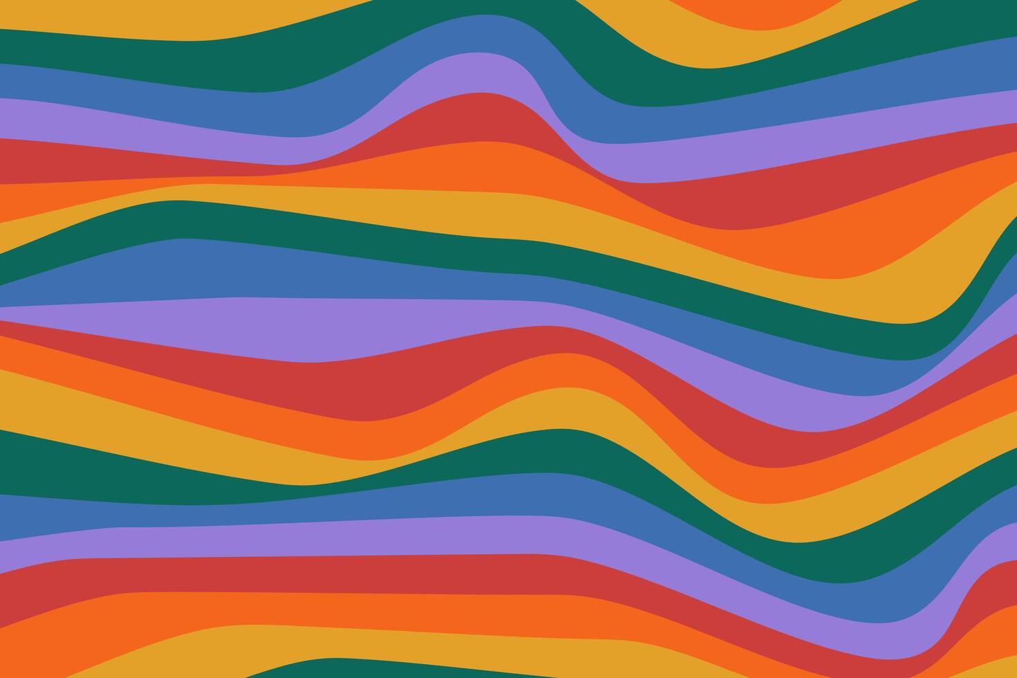 Retro abstract background in rainbow colors. Colorful groovy design in 70s-80s style. Psychedelic wavy pattern vector