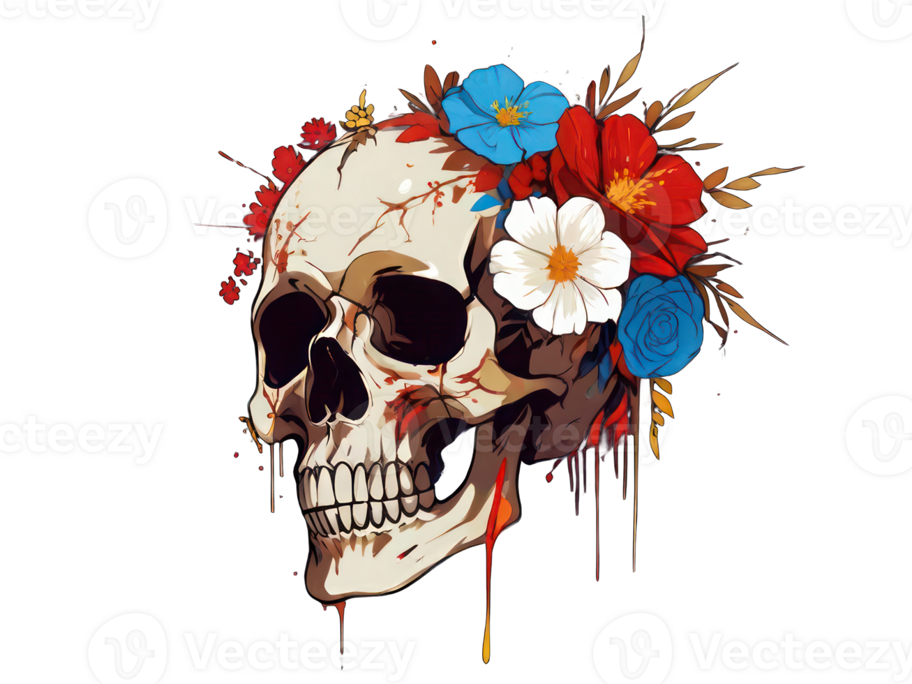 blomma skalle illustration, t-shirt, ikon, maskot, klistermärke png
