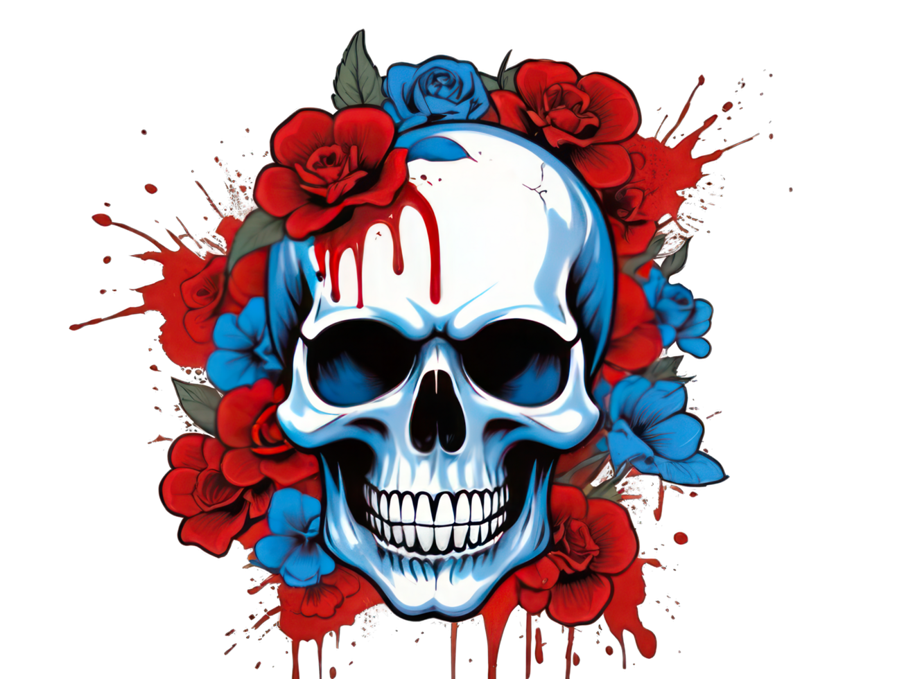 flower skull illustration, t-shirt, icon, mascot, sticker png