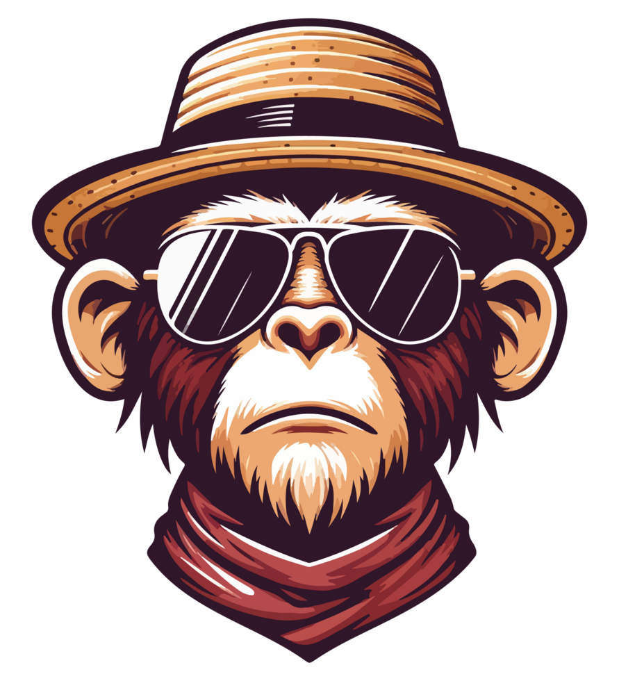 Stylish Monkey Sporting Glasses and a Hat png