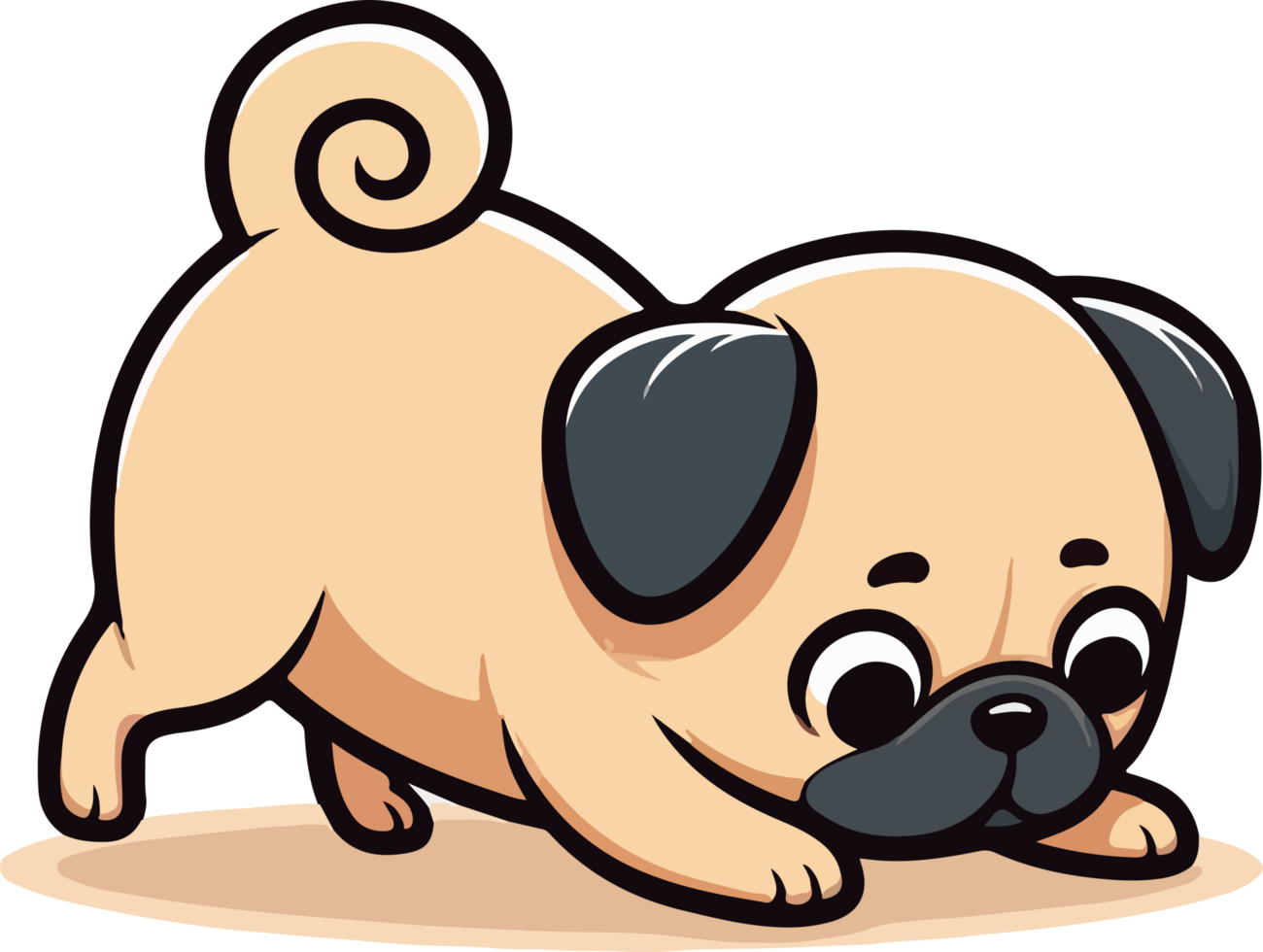 Cartoon Pug Big Eyes and a Wrinkly Face png
