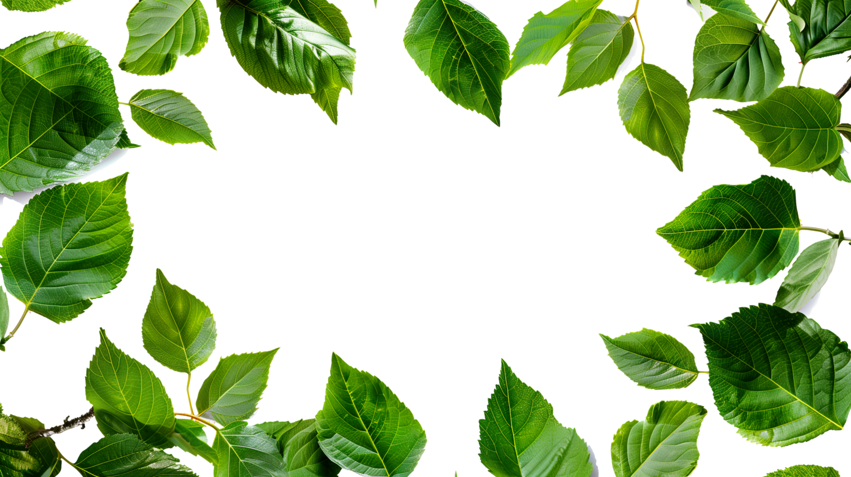 Green leaves wide border frame png