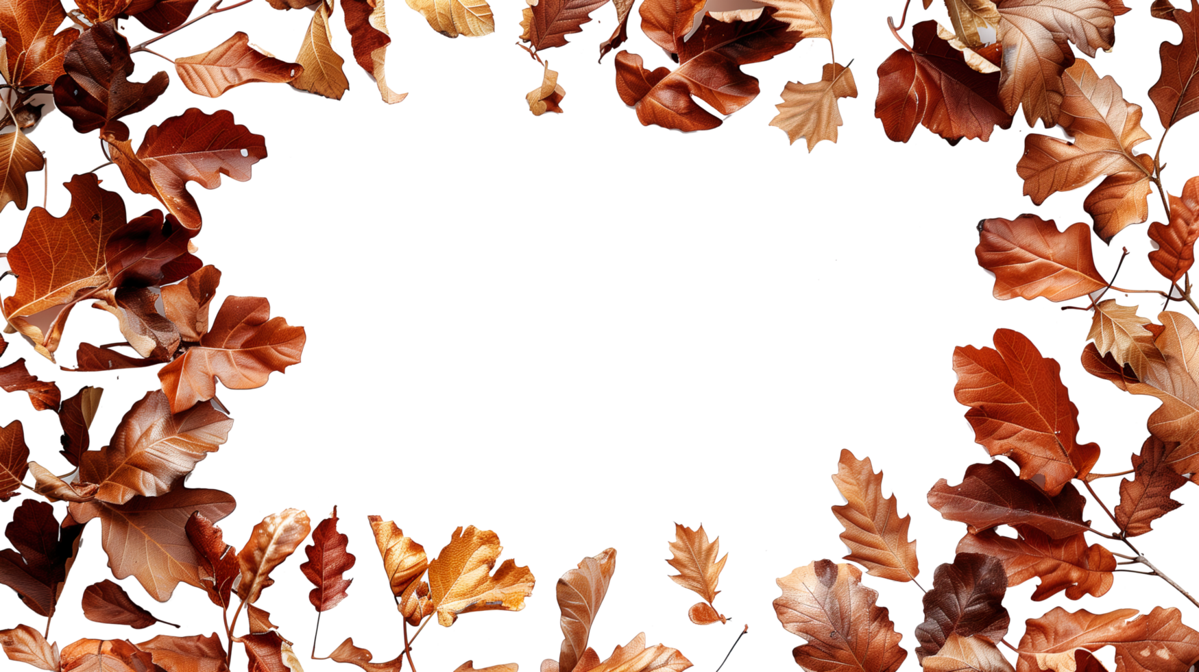 Rustic autumn leaves wide border frame png