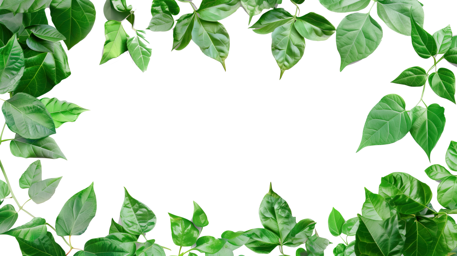 Green leaves wide border with copy space png