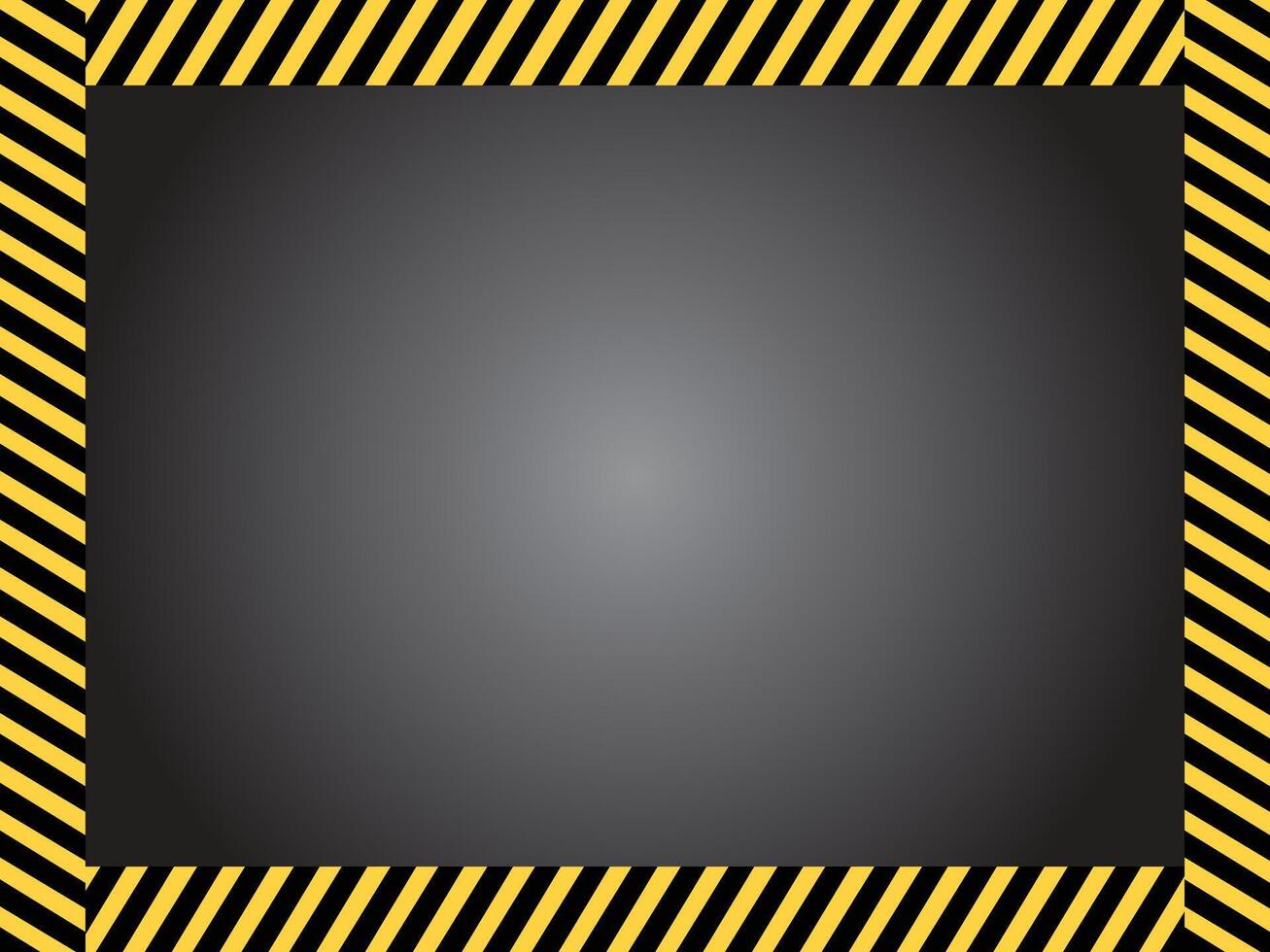 Industrial construction striped yellow and black frame illustration with empty copy space isolated on horizontal background. Industrial themed border wallpaper backdrop with no text. vector