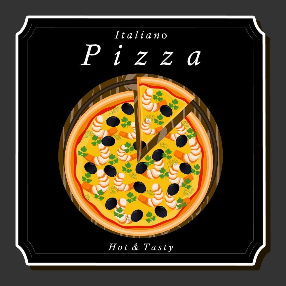 Illustration on theme big hot tasty pizza to pizzeria menu vector