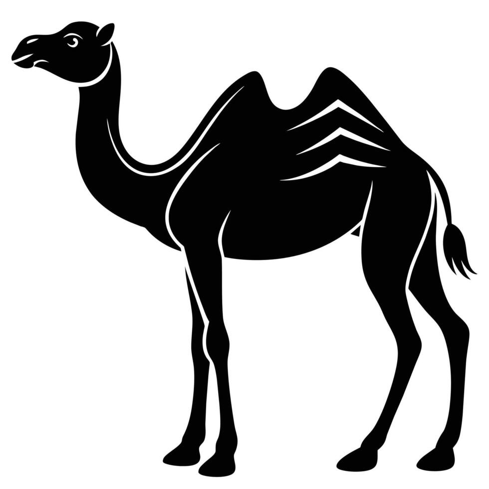 Desierto viajero, sencillo camello silueta vector