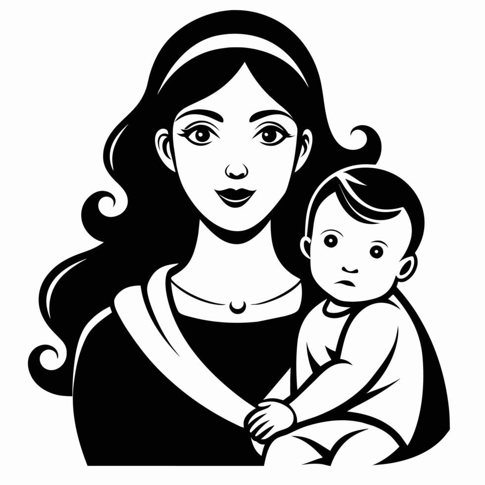 Unconditional Love, Mother and Baby silhouette vector