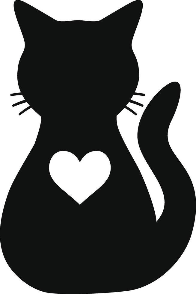 ilustración silueta de negro gato amor vector