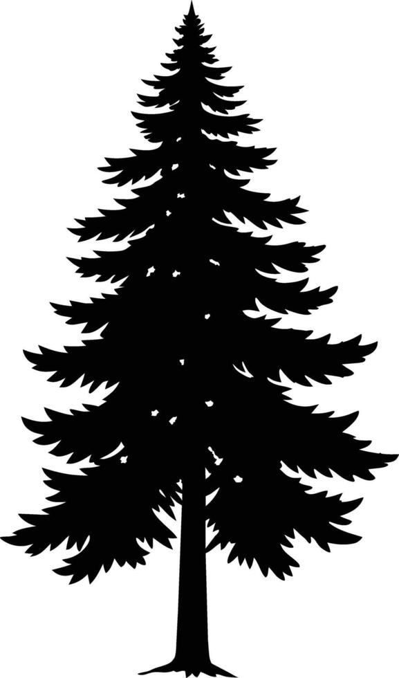 A black and white silhouette of a pine tree vector