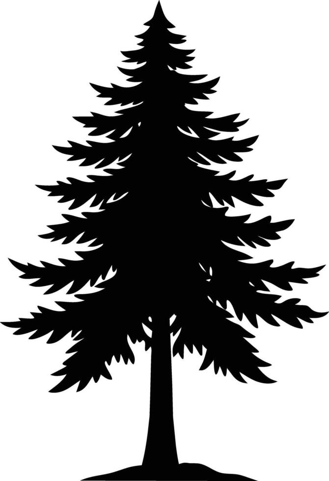 A black and white silhouette of a pine tree vector